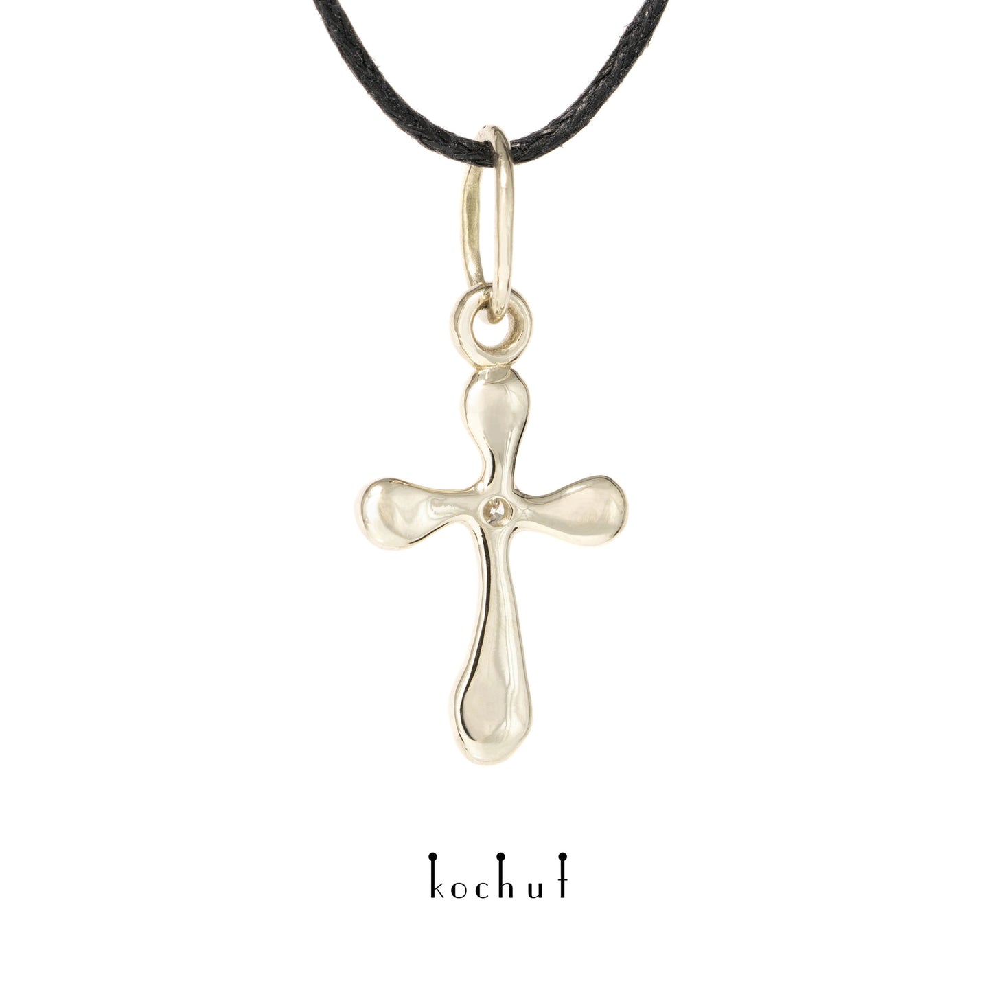 Tau des Liebes — Kreuz aus Weißgold mit Diamant