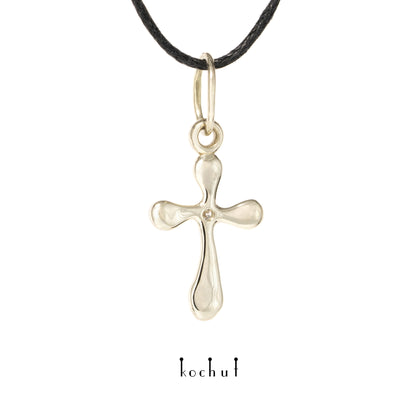 Tau des Liebes — Kreuz aus Weißgold mit Diamant