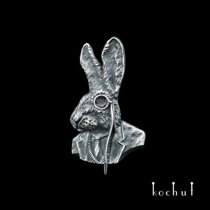 Hase — Brosche aus oxidiertem Silber