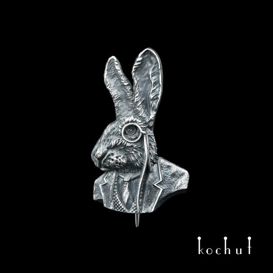 Hase — Brosche aus oxidiertem Silber