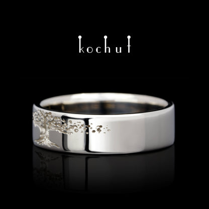 Baum des Lebens — Ehering aus Palladium-Gold