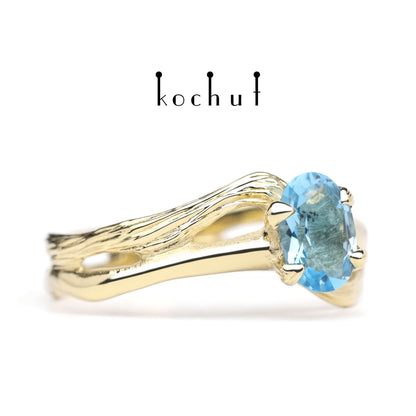 Lignum — Verlobungsring aus Gelbgold mit Topas