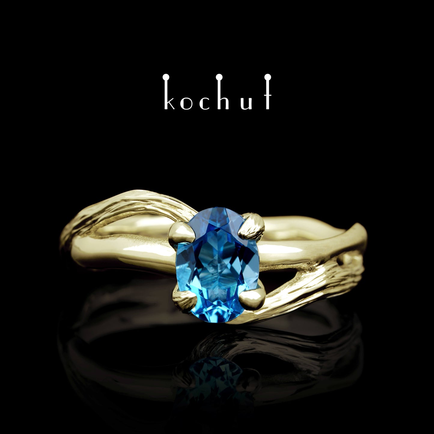 Lignum — Verlobungsring aus Gelbgold mit Topas