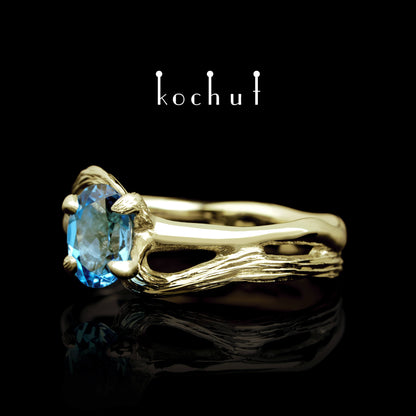 Lignum — Verlobungsring aus Gelbgold mit Topas