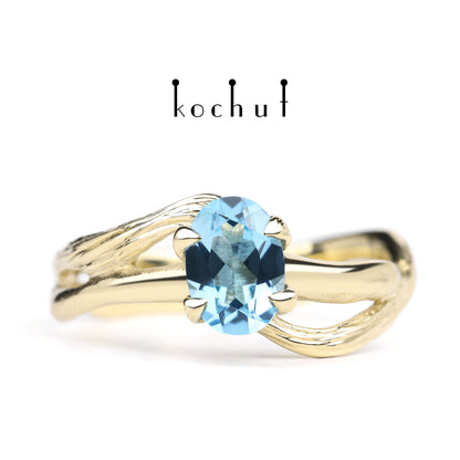 Lignum — Verlobungsring aus Gelbgold mit Topas