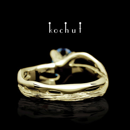 Lignum — Verlobungsring aus Gelbgold mit Topas
