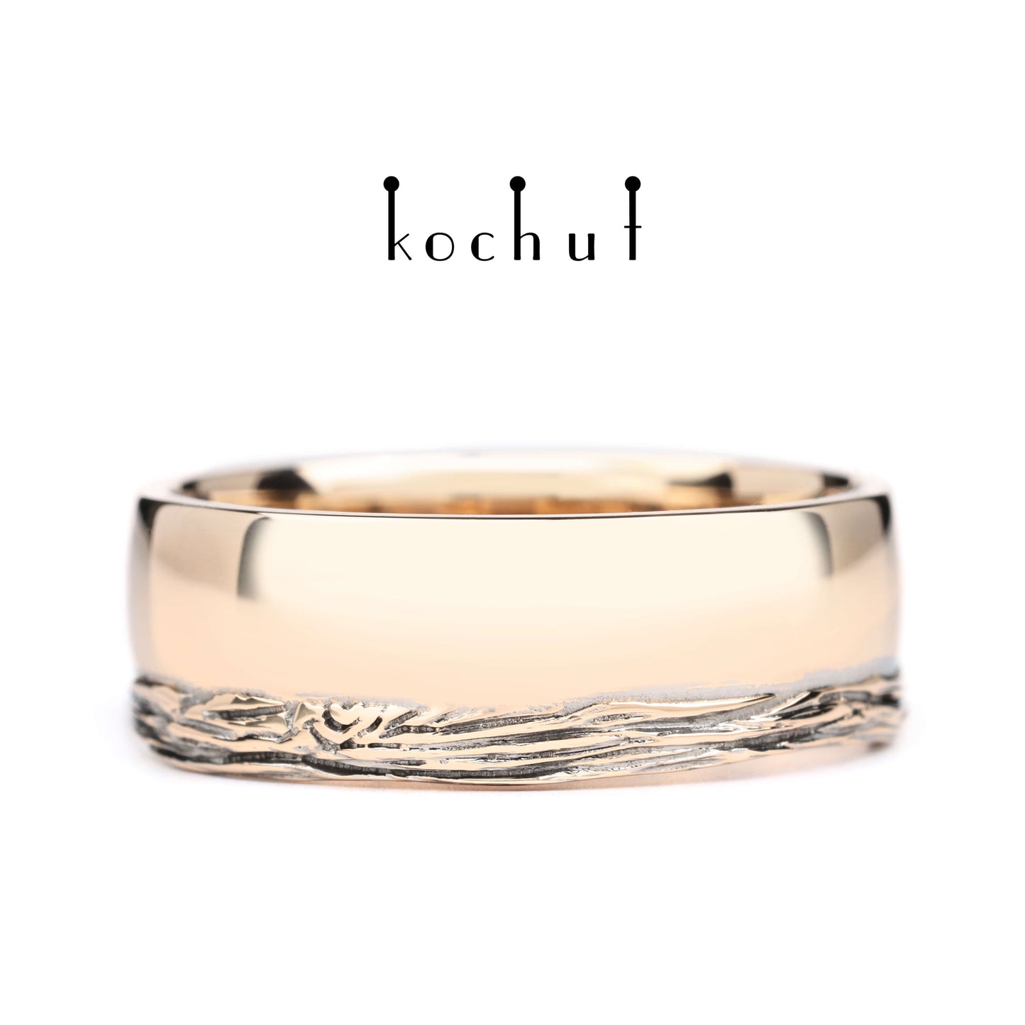 Lebensbaum: Wurzeln — Ring aus Rotgold mit schwarzer Rhodium-Beschichtung