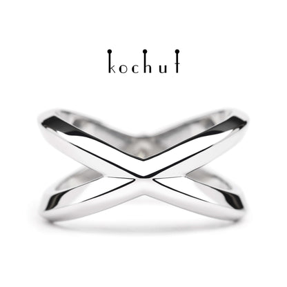 Der Kontaktpunkt – Ring aus Weißgold mit Diamant, überzogen mit weißem Rhodium