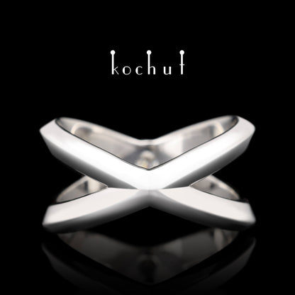 Der Kontaktpunkt – Ring aus Weißgold mit Diamant, überzogen mit weißem Rhodium