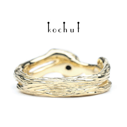 Zweig — Ring aus Gelbgold mit Spinell