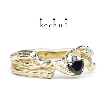 Zweig — Ring aus Gelbgold mit Spinell