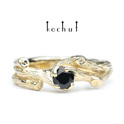Zweig — Ring aus Gelbgold mit Spinell