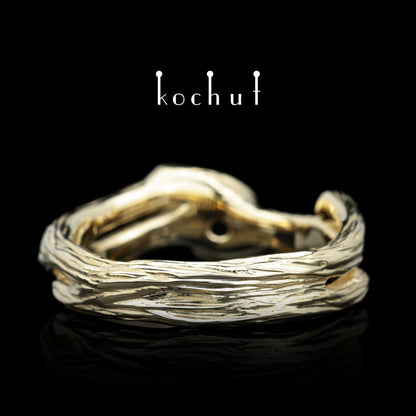 Zweig — Ring aus Gelbgold mit Spinell