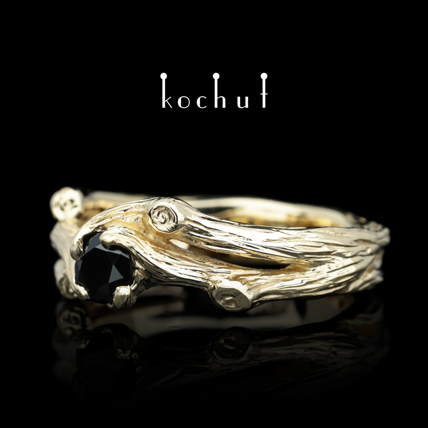 Zweig — Ring aus Gelbgold mit Spinell
