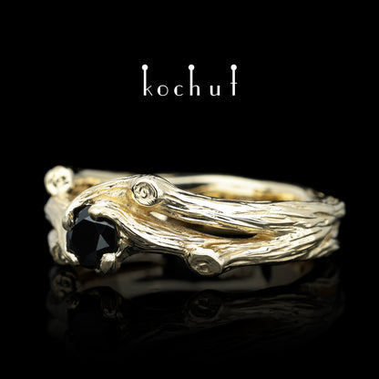 Zweig — Ring aus Gelbgold mit Spinell