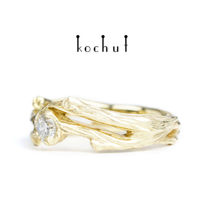Zweig — Verlobungsring aus Gelbgold mit Diamant