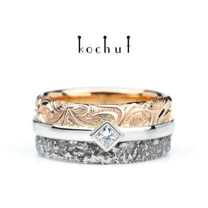 In Freude und Leid — Ehering aus Rotgold und Silber, überzogen mit schwarzem Rhodium