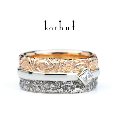 In Freude und Leid — Ehering aus Rotgold und Silber, überzogen mit schwarzem Rhodium