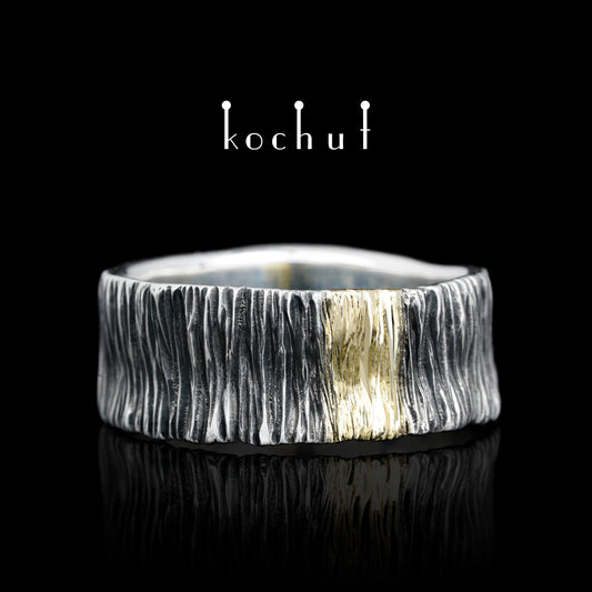 Lichtzeichen — Ring aus oxidiertem Silber und Gelbgold
