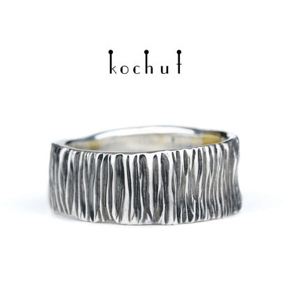 Lichtzeichen — Ring aus oxidiertem Silber und Gelbgold
