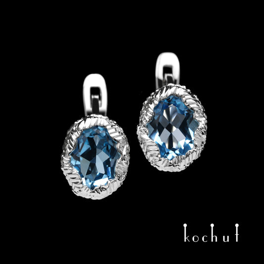 Quelle des Lebens — silberne Ohrringe mit Topas und Weißrhodium