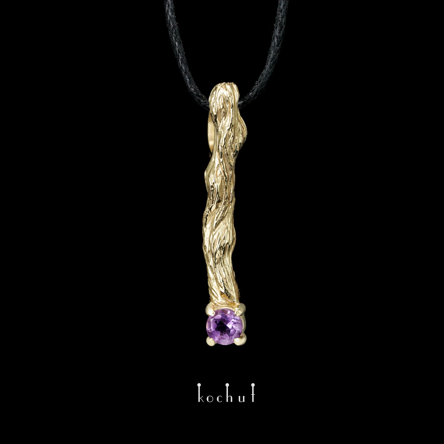 Kleiner Zweig — Gelbgold-Anhänger mit Amethyst