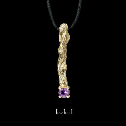 Kleiner Zweig — Gelbgold-Anhänger mit Amethyst