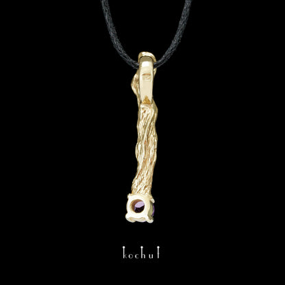 Kleiner Zweig — Gelbgold-Anhänger mit Amethyst