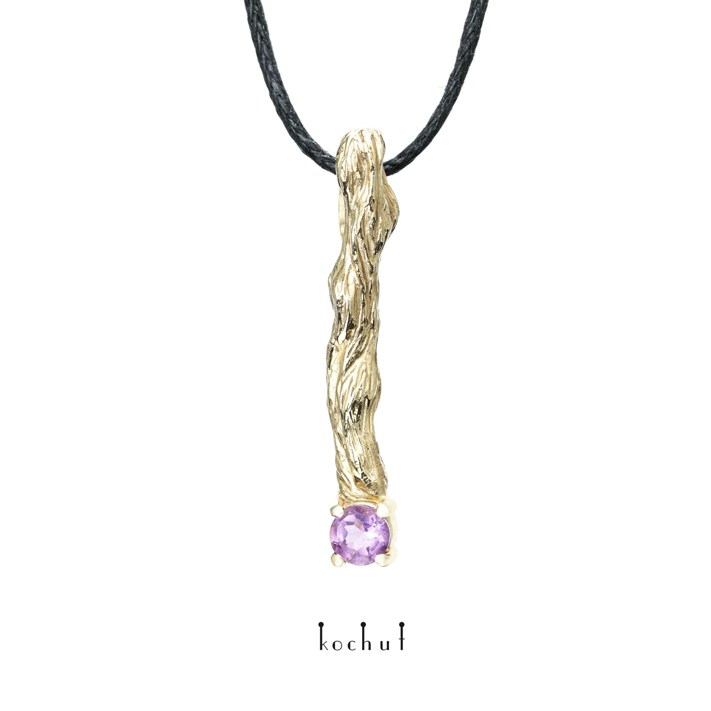 Kleiner Zweig — Gelbgold-Anhänger mit Amethyst