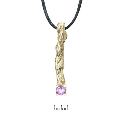 Kleiner Zweig — Gelbgold-Anhänger mit Amethyst