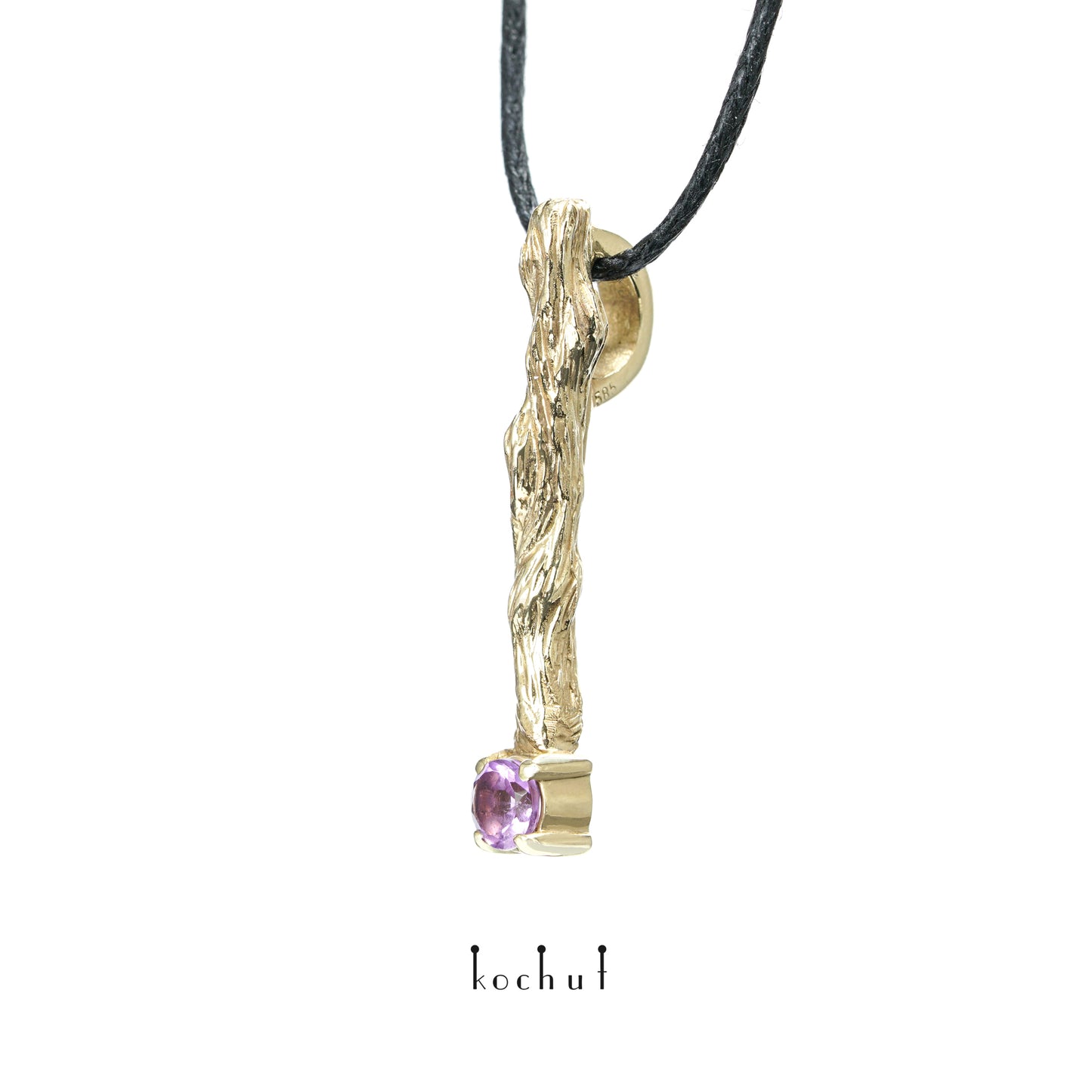 Kleiner Zweig — Gelbgold-Anhänger mit Amethyst