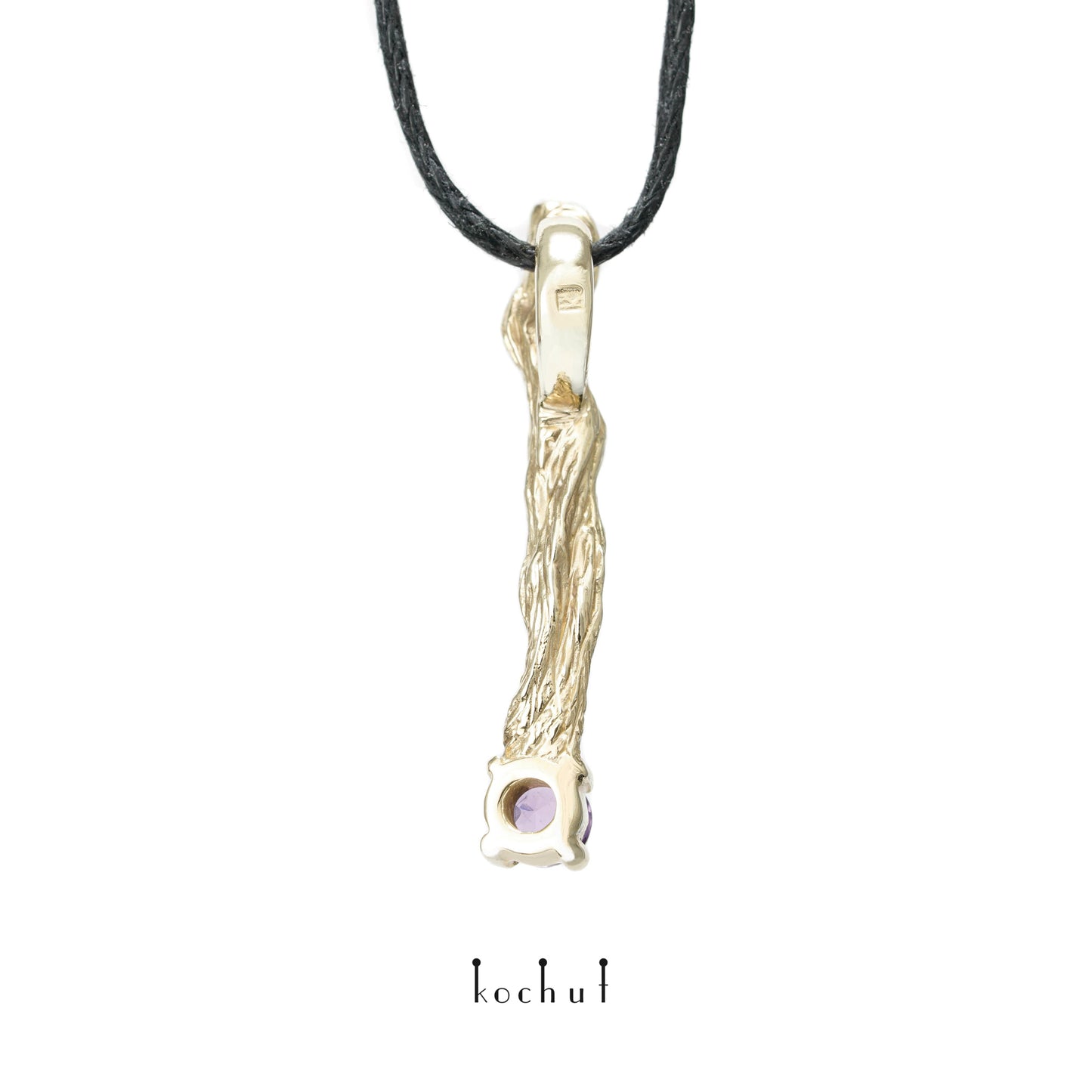 Kleiner Zweig — Gelbgold-Anhänger mit Amethyst