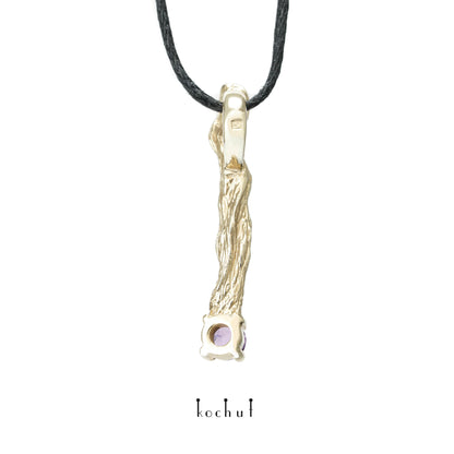 Kleiner Zweig — Gelbgold-Anhänger mit Amethyst