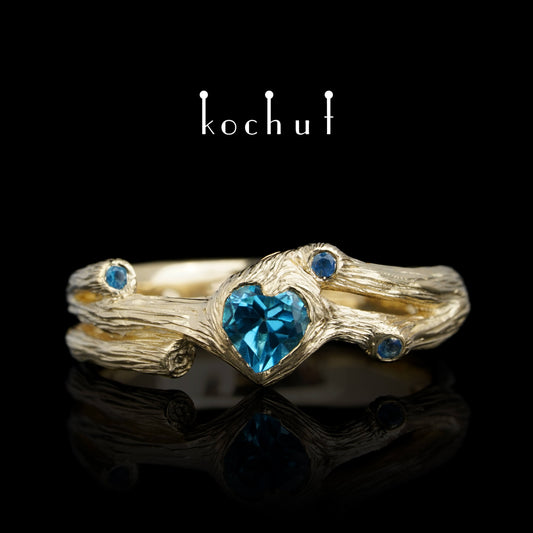 Herz des Waldes — Ring aus Gelbgold mit Topasen