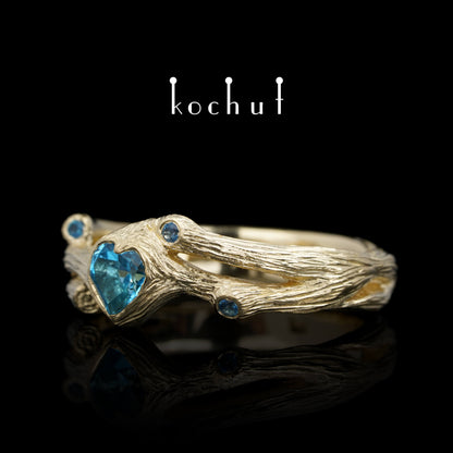 Herz des Waldes — Ring aus Gelbgold mit Topasen