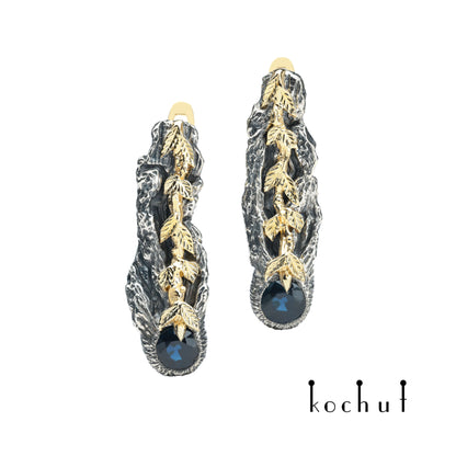 Lebenskraft — Set aus oxidiertem Silber und Gelbgold mit Saphiren