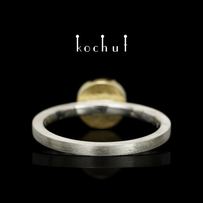 Neptune — ein Ring aus Silber und Gelbgold mit einem Tansanit