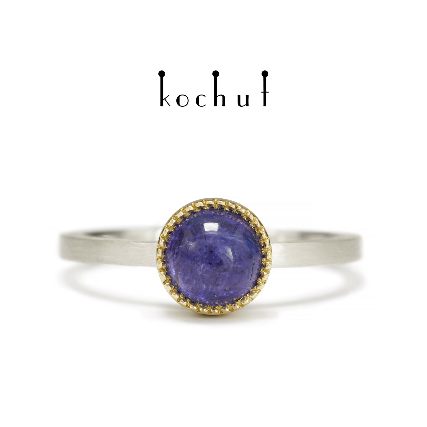 Neptune — ein Ring aus Silber und Gelbgold mit einem Tansanit