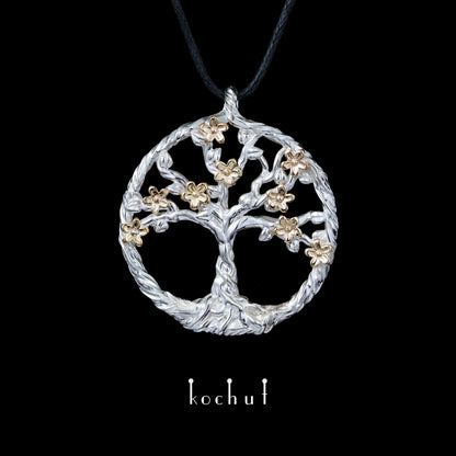 Blühender Baum — Anhänger aus Silber und Gold