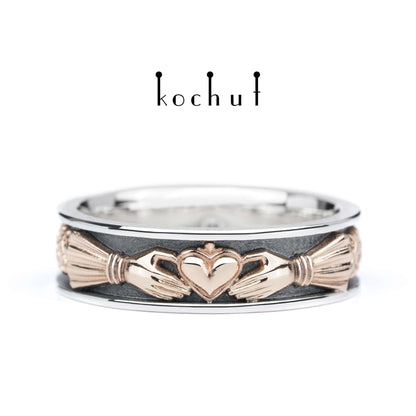 Herz des Marquist — Ring aus oxidiertem Silber und Rotgold