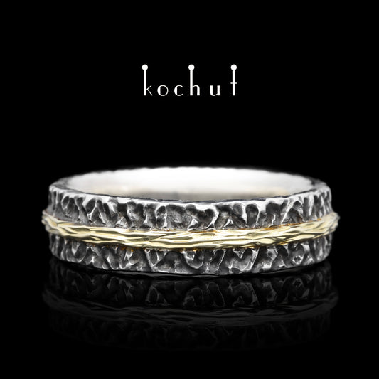 Citadel — Ehering aus oxidiertem Silber und Gelbgold