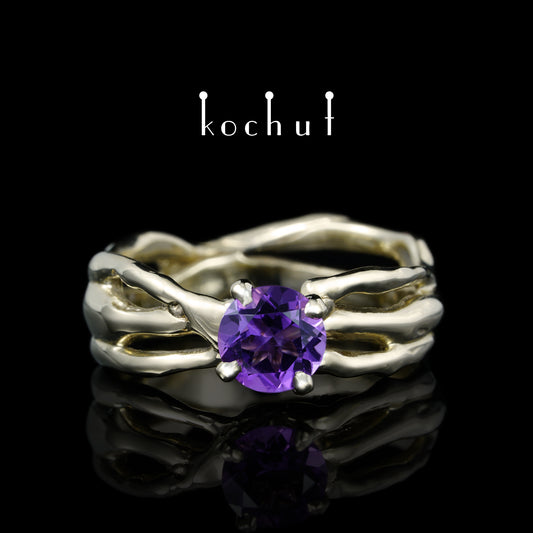 Mein Stern — ein Ring aus Weißgold mit Amethyst