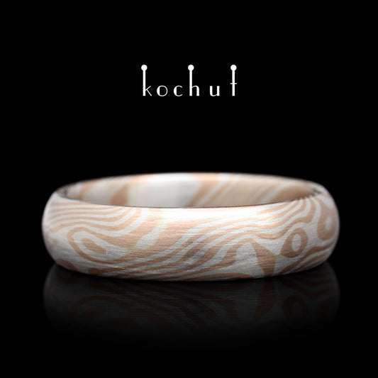 Sophora — Mokume-Ehering aus Silber und Rotgold
