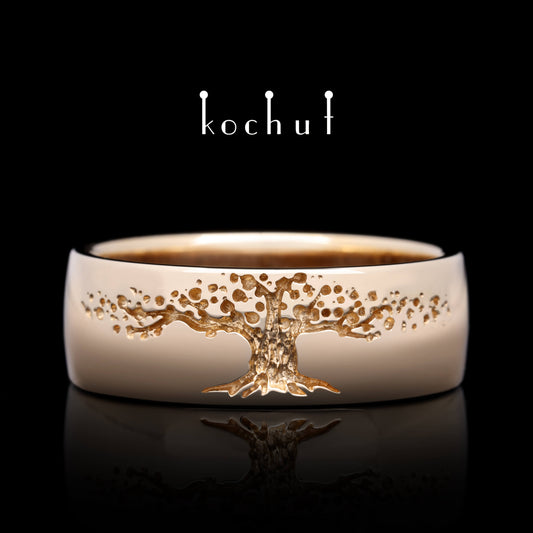 Baum des Lebens — Ehering aus Rotgold