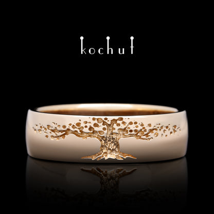 Baum des Lebens — Ehering aus Rotgold