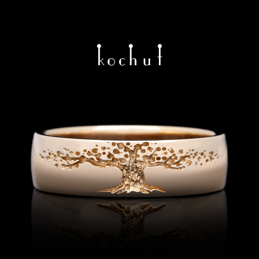 Baum des Lebens — Ehering aus Rotgold