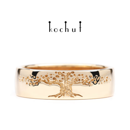 Baum des Lebens — Ehering aus Rotgold