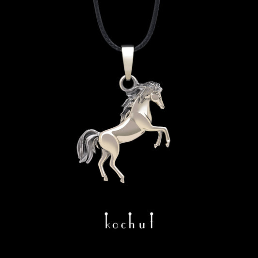 Mustang — Anhänger aus Weißgold, beschichtet mit schwarzem Rhodium