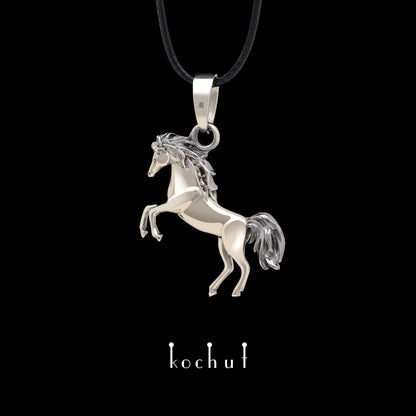 Mustang — Anhänger aus Weißgold, beschichtet mit schwarzem Rhodium