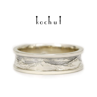 Höhen der Liebe: Sonne und Mond — Ring aus Weißgold mit schwarzem Rhodium